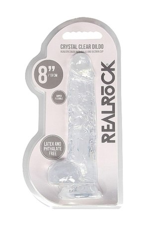 Dildo realistyczne z jądrami RealRock Crystal Clear transparentne 21 cm