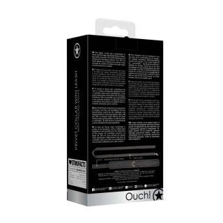 Obroża welwetowa regulowana ze smyczą Ouch! 51 cm