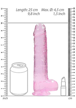Realistyczne dildo z jądrami RealRock różowe 23 cm