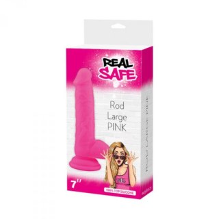 Dildo realistyczne silikonowe Real Safe z jądrami różowe duże