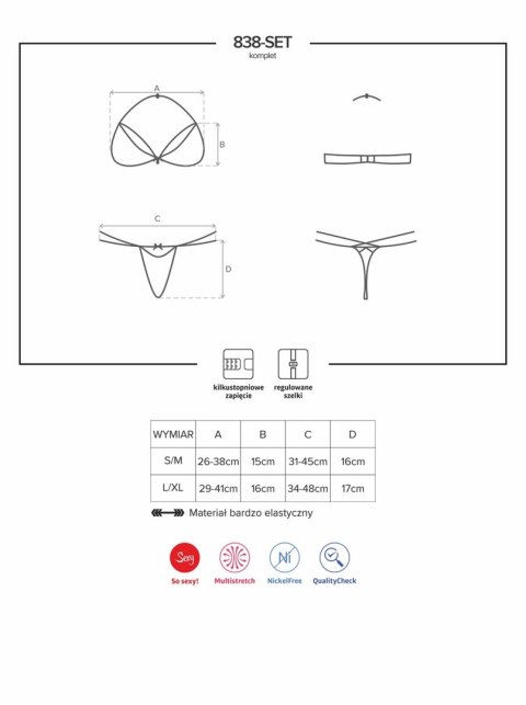 Komplet bielizny Obsessive czerwony koronkowy L/XL