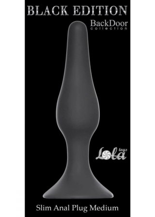 Korek analny silikonowy Slim Medium Lola Toys czarny 11,5 cm