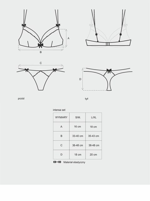 Koronkowy komplet bielizny Obsessive Intensa czarny S/M