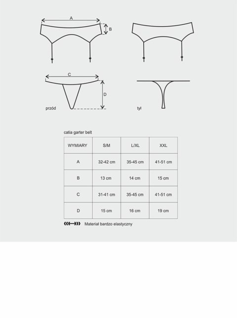 Pas do pończoch Obsessive Catia koronkowy z stringami L/XL