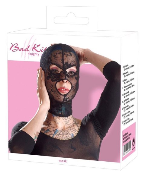Maska BDSM koronkowa czarna Bad Kitty
