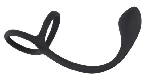 Pierścień na penisa i jądra z korkiem analnym Black Velvets 16 cm