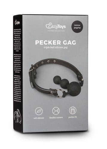 Knebel piłkowy silikonowy z koralikami EasyToys czarny 10 cm