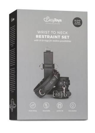 Zestaw uprzęży z kajdankami EasyToys czarny ze skóry syntetycznej
