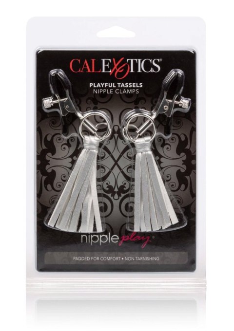 Klipsy na sutki z frędzelkami Calexotics srebrne 5.75 cm
