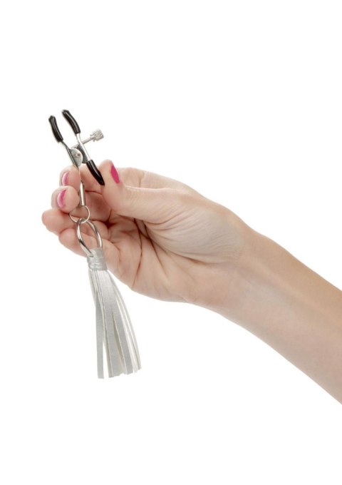 Klipsy na sutki z frędzelkami Calexotics srebrne 5.75 cm