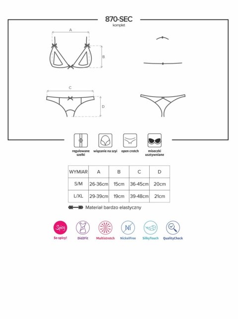 Komplet bielizny erotycznej Obsessive czerwony L/XL