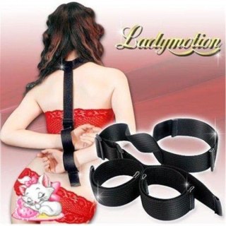 Nylonowe kajdanki BDSM do wiązania za plecami Toyz4lovers czarne