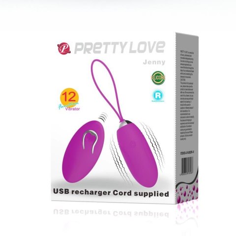 Jajko wibrujące Pretty Love Jenny silikonowe z pilotem USB 7 cm