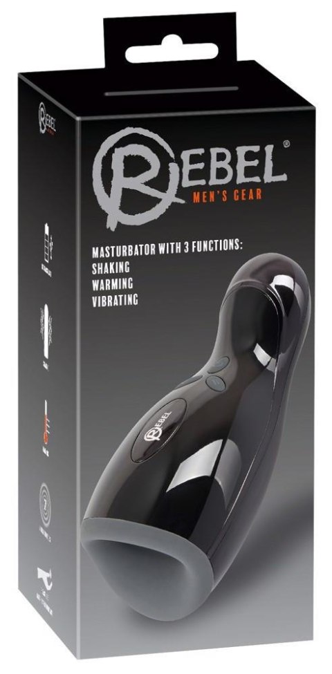 Masturbator Rebel z 3 funkcjami wibracji i ogrzewania 20 cm USB