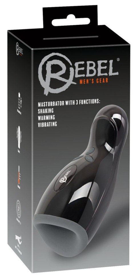 Masturbator Rebel z 3 funkcjami wibracji i ogrzewania 20 cm USB