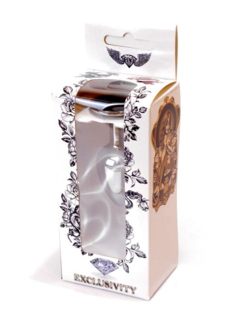 Biżuteria analna srebrna z czarnym diamencikiem 7 cm