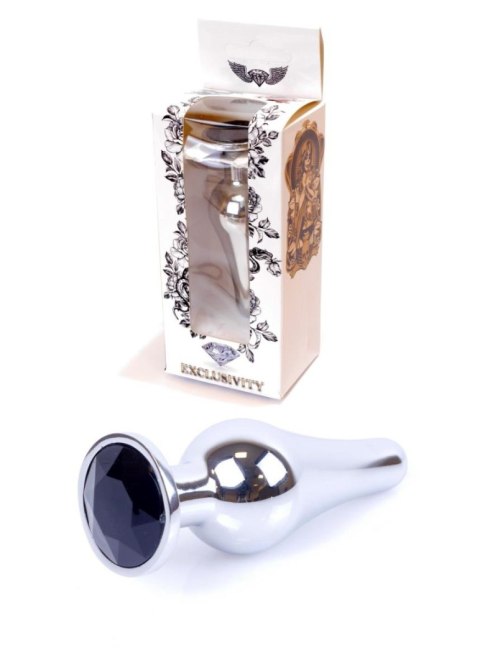 Biżuteria analna srebrna z czarnym diamentem HeavyFun 9,5 cm
