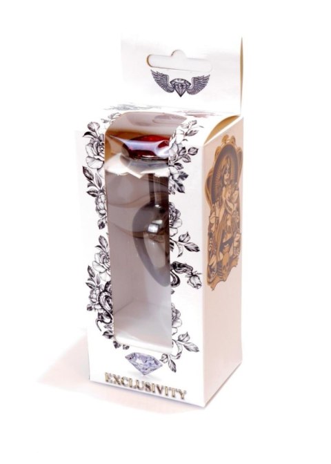 Biżuteria analna stalowa z czerwonym diamentem HeavyFun 7 cm