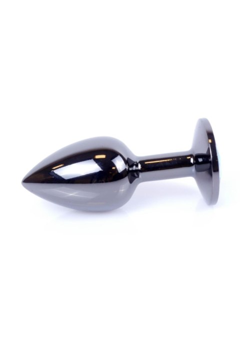 Biżuteria analna stalowa z diamentem HeavyFun srebrna niebieska 7 cm