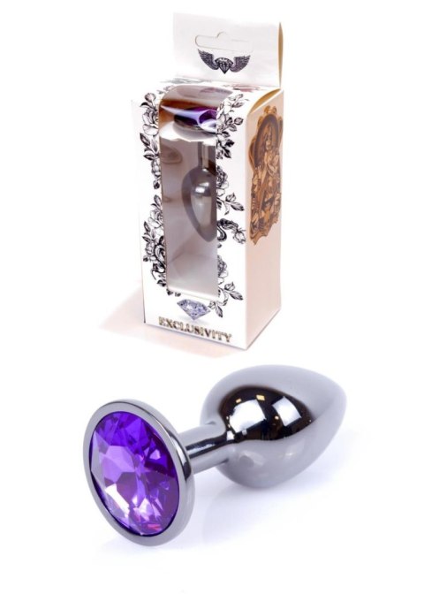 Biżuteria analna ze stali nierdzewnej z fioletowym diamencikiem 7 cm