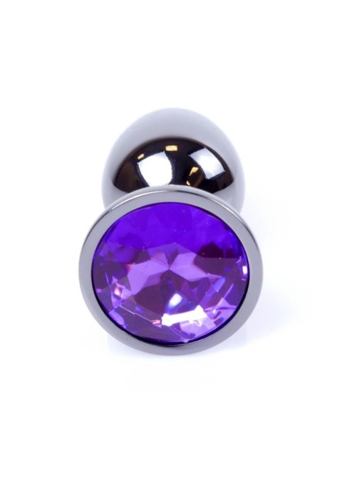 Biżuteria analna ze stali nierdzewnej z fioletowym diamencikiem 7 cm