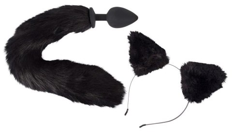 Korek analny z ogonem i uszami kota Bad Kitty czarny 9 cm