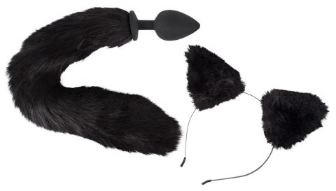 Korek analny z ogonem i uszami kota Bad Kitty czarny 9 cm