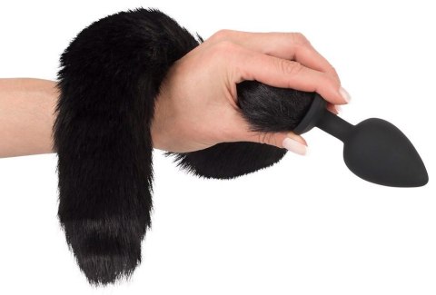 Korek analny z ogonem i uszami kota Bad Kitty czarny 9 cm