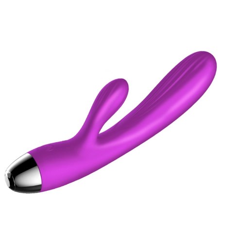 Fioletowy silikonowy wibrator-pulsator USB 14 funkcji z podgrzewaniem