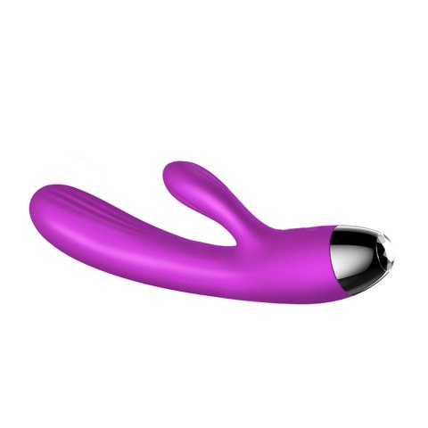 Fioletowy silikonowy wibrator-pulsator USB 14 funkcji z podgrzewaniem