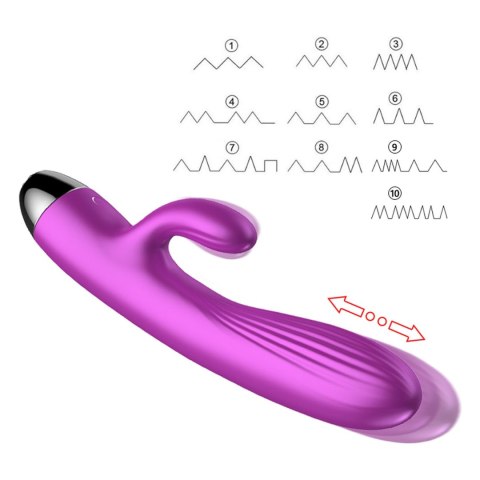 Fioletowy silikonowy wibrator-pulsator USB 14 funkcji z podgrzewaniem