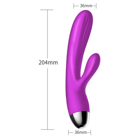 Fioletowy silikonowy wibrator-pulsator USB 14 funkcji z podgrzewaniem