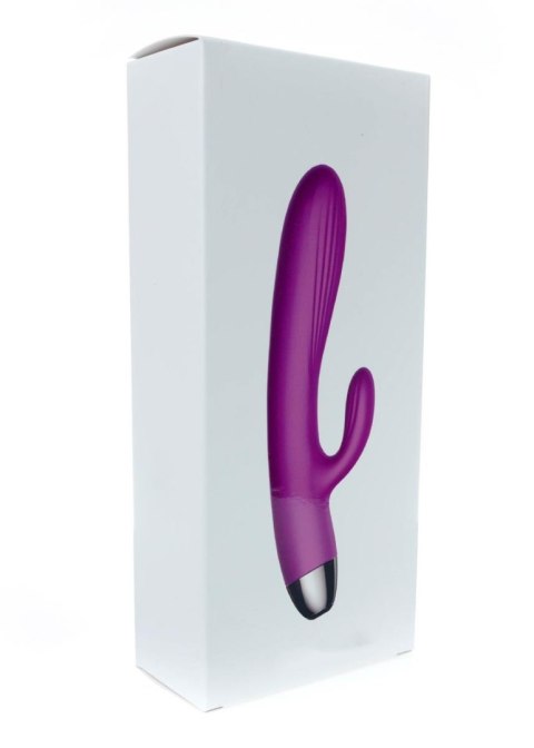 Fioletowy silikonowy wibrator-pulsator USB 14 funkcji z podgrzewaniem