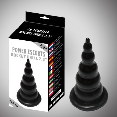 Korek analny Wiertarka rakietowa Power Escorts 18,5 cm czarny