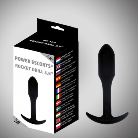 Korek analny Wiertarka rakietowa Power Escorts czarny 9,6 cm