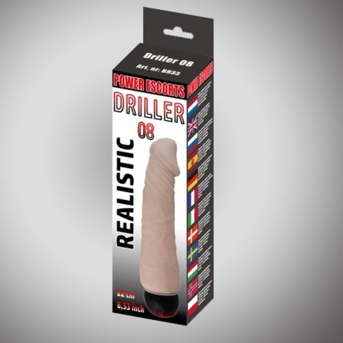 Wibrator realistyczny Driller 08 Power Escorts cielisty 22 cm
