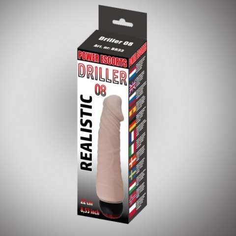 Wibrator realistyczny Driller 08 Power Escorts cielisty 22 cm