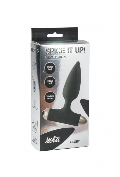 Wibrujący korek analny Lola Toys Glory Black silikonowy 15 cm AAA