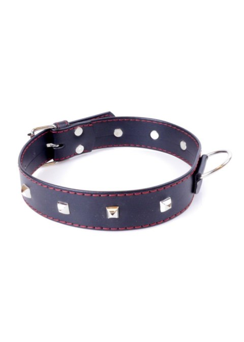 Obroża z ćwiekami Fetish B Series czerwona 3 cm regulowana