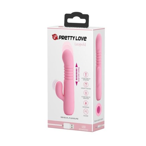 Wibrator Pretty Love Leopold silikonowy z pchaniem USB