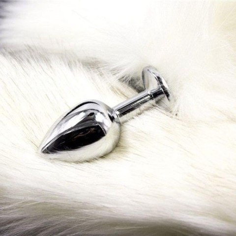 Korek analny z lisim ogonem Toyz4lovers Long Fox Tail biały 7 cm