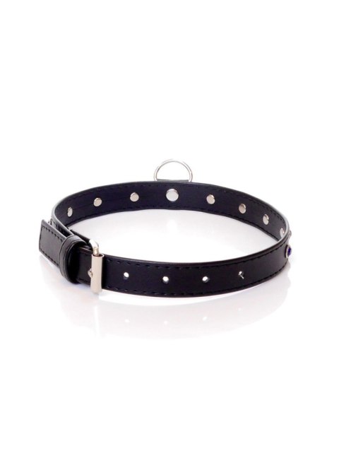 Obroża z kryształkami Fetish B Series granatowa 2 cm