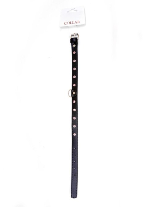 Obroża z kryształkami Fetish B Series różowa 2 cm