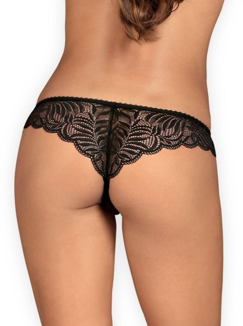 Stringi otwarte koronkowe Obsessive Contica czarne L/XL