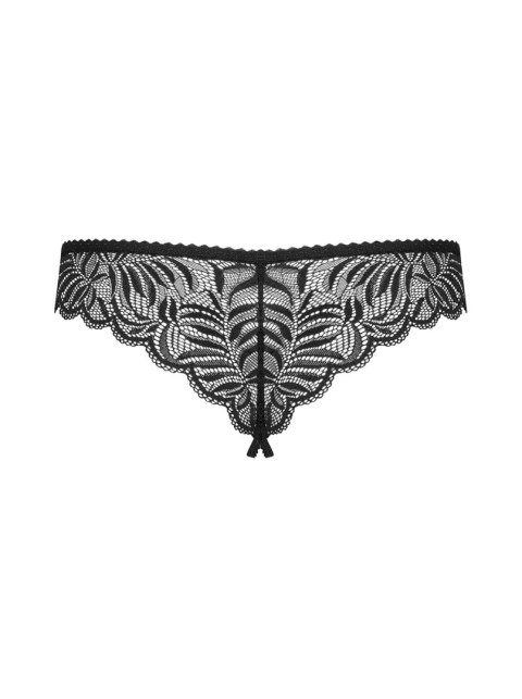 Stringi otwarte koronkowe Obsessive Contica czarne L/XL