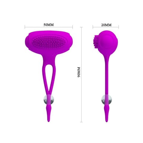 Wibrujące zaciski na sutki Pretty Love Bancroft fioletowe silikonowe 5 cm