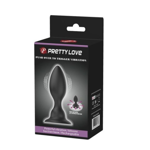 Wibrujący korek analny silikonowy czarny Pretty Love z przyssawką