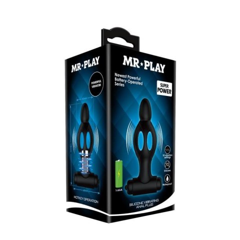 Wibrujący silikonowy korek analny Mr. Play czarny