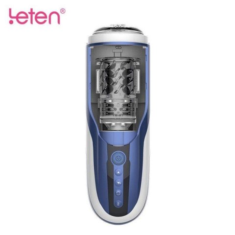 Masturbator Leten rotacyjny z wibracjami niebieski 32 cm