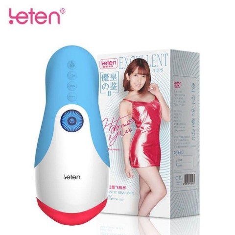 Masturbator oralny Leten z grzaniem wibracjami USB